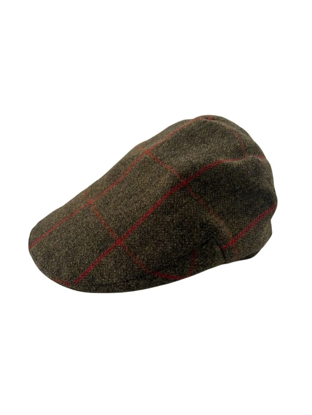 Christys' London Green Herringbone Tweed w/ Windowpane Flat Cap Large